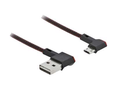 DeLOCK USB2.0-Kabel A-TypC: 1m, schwarz/rot USB-kabel USB A Micro-USB B Sort