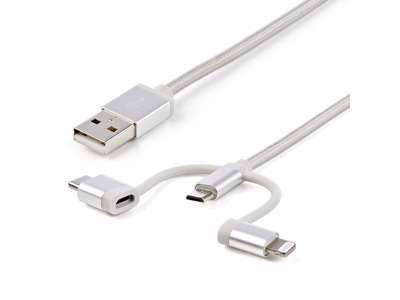 StarTech.com LTCUB1MGR USB-kabel USB 2.0 1 m USB A Micro-USB B Sølv