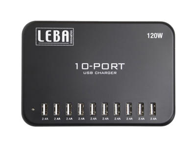 Leba NoteCharge NCHAR-U10-SC oplader til mobil enhed Tablet, Universel Sort USB Hurtig opladning Indendørs