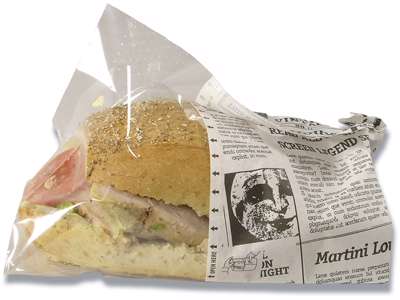 Sandwichpose, Old News, 215x130 mm, PE, Snack Bag Large, 1000 stk