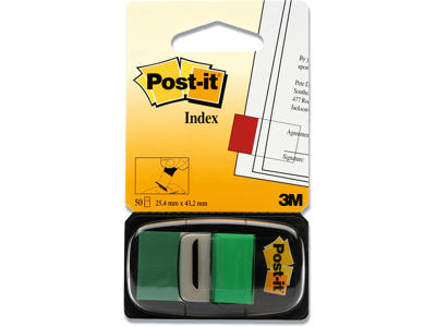 Indexfaner, Grøn, 50 stk, 4.3x2.5 cm, Post-it Index 