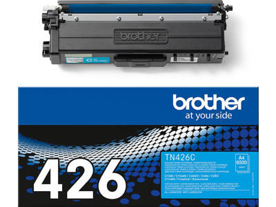 Toner, TN426C, Cyan-blå, 6.500 sider, Brother 