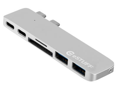 eSTUFF ES84122-SILVER dockingstation USB 3.2 Gen 1 (3.1 Gen 1) Type-C Sølv