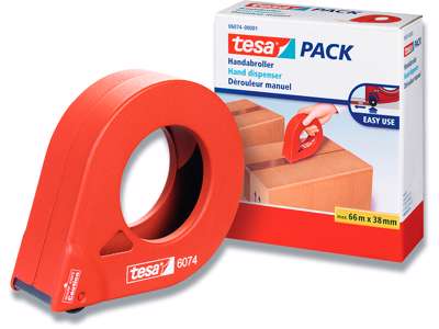 Tapedispenser, Emballagetape, Lukket, 38 mm x 66 m taperuller, Tesa 6074