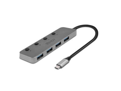 Lindy 43383 interface hub USB 3.2 Gen 1 (3.1 Gen 1) Type-C 5000 Mbit/s Grå