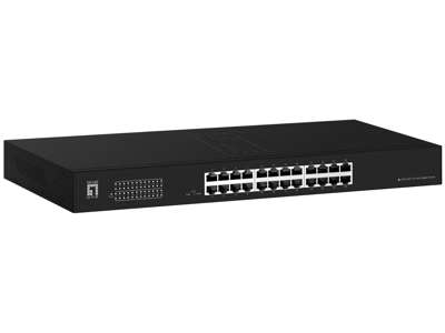 LevelOne Switch 24x GE GEU-2431 19\" Rack Mount Kit Ikke administreret Gigabit Ethernet (10/100/1000) 1U Sort