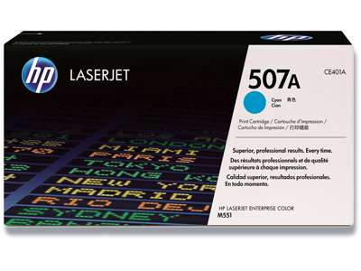 Toner, 507A, Cyan-blå, 6.000 sider, HP CE401A