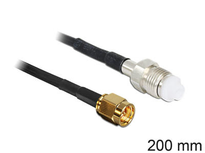 DeLOCK 88596 koaxial kabel RG-174 0,2 m SMA FME Sort