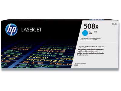 Toner, 508X, Cyan-blå, 9.500 sider, HP CF361X