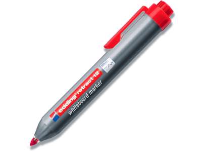 Whiteboard marker, Rund spids, Rød, 1.5-3 mm, Edding Retract 12