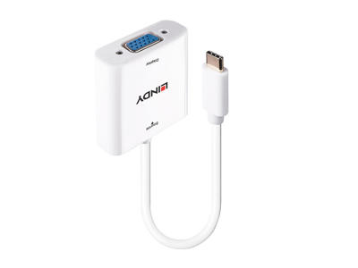 Lindy 43355 videokabel adapter USB Type-C VGA (D-Sub) Hvid