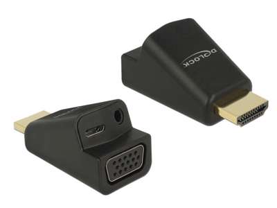 DeLOCK 65895 kabel kønsskifter HDMI A VGA & 3.5 mm Audio Sort