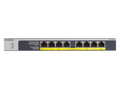 NETGEAR GS108LP Ikke administreret Gigabit Ethernet (10/100/1000) Strøm over Ethernet (PoE) 1U Sort, Grå