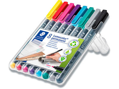 Marker, Rund spids, 0.8 mm, 8 farver, Staedtler Lumocolor 317 M