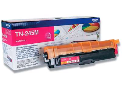 Toner, TN245M, Magenta-rød, 2.200 sider, Brother 