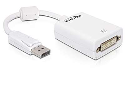 DeLOCK 61765 videokabel adapter 0,125 m DisplayPort DVI-I Hvid