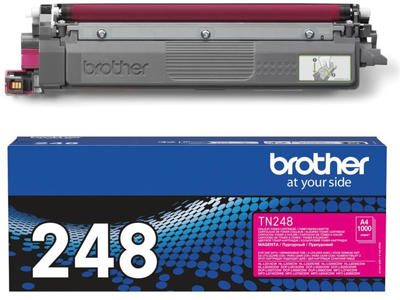 Toner, TN248M, Magenta-rød, 1.000 sider, Brother