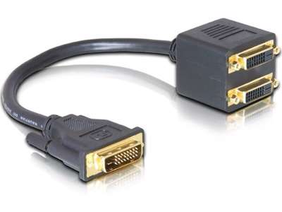 DeLOCK Adapter DVI25 M > 2x DVI25 F DVI kabel 0,2 m DVI-I Sort