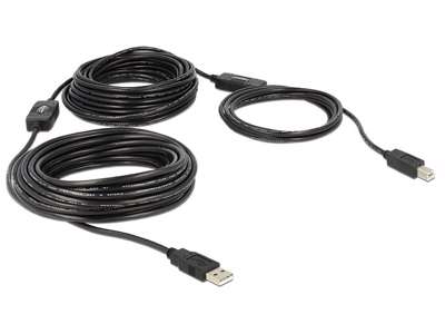 DeLOCK 20m, USB2.0-A - USB2.0-B USB-kabel USB A USB B Sort