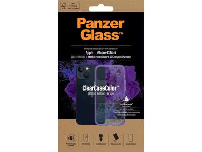 Cover, iPhone 13 Mini, Case, Transparant med Grape ramme, PanzerGlass Antibacterial - ClearCase 