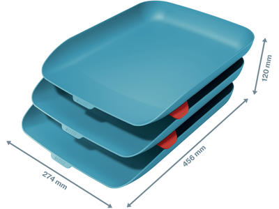 Brevbakkesæt, Med 3 bakker, A4 til C4, Rolig blå, Leitz Cosy 