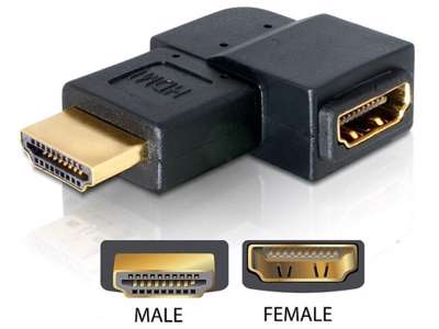 DeLOCK Adapter HDMI male > HDMI female 90° left HDMI 1.3 Sort