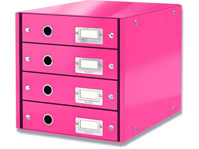 Skuffekabinet, 4 skuffer, Metallic pink, A4, Leitz Click & Store WOW 