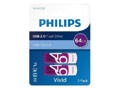 Philips FM64FD05D USB-nøgle 64 GB USB Type-A 2.0 Lilla, Hvid