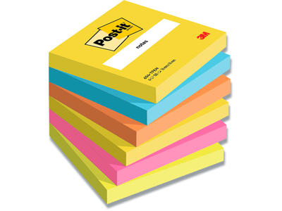 Memonotes, 76x76 mm, Assorteret Energetic, 6 blokke, Post-it