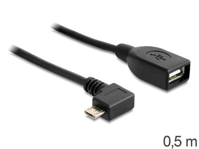 DeLOCK USB micro-B - USB 2.0-A, 0.5m USB-kabel 0,5 m Micro-USB B USB A Sort