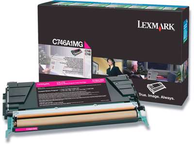 Toner, C746A1MG, Magenta-rød, 7.000 sider, Lexmark 