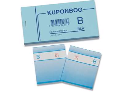 Kuponbog, Blå, 1 bog, 2x100 kuponer, GF 