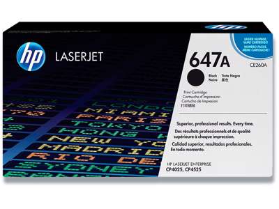 Toner, 647A, Black-sort, 8.500 sider, HP CE260A