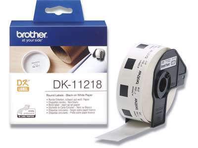 Labeltape, Runde etiketter, Ø24 mm, 1 rulle, Brother P-Touch DK-11218