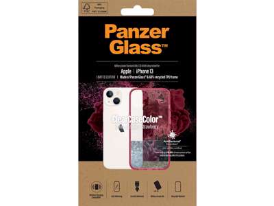 Cover, iPhone 13, Case, Transparant med Strawberry ramme, PanzerGlass Antibacterial - ClearCase 