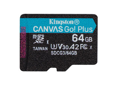 Kingston Technology 64 GB microSDXC Canvas Go Plus 170R A2 U3 V30, enkelt pakke uden ADP