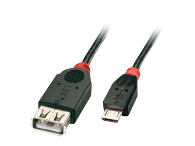 Lindy 31935 USB-kabel USB 2.0 0,5 m Micro-USB B USB A Sort, Rød