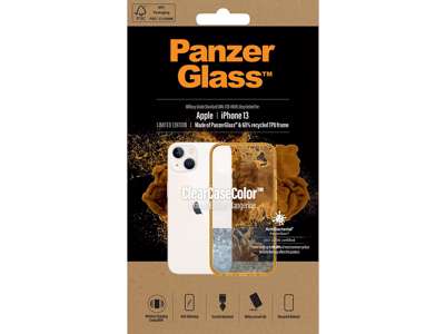 Cover, iPhone 13, Case, Transparant med Tangerine ramme, PanzerGlass Antibacterial - ClearCase 