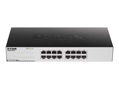 D-Link GO-SW-16G Ikke administreret L2 Gigabit Ethernet (10/100/1000) 1U Sort