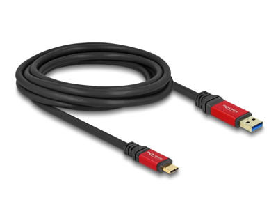 DeLOCK 80619 USB-kabel USB 3.2 Gen 2 (3.1 Gen 2) 3 m USB A USB C Sort, Rød