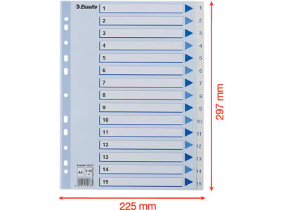 Registerblade, A4, 1-15, Hvid, Esselte 