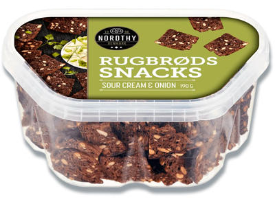 Rugbrødssnacks, Sour Cream & Onion, 190 g, Nordthy