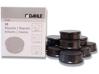 Magneter, Sort, Ø3.8 cm, 10 stk, Dahle 