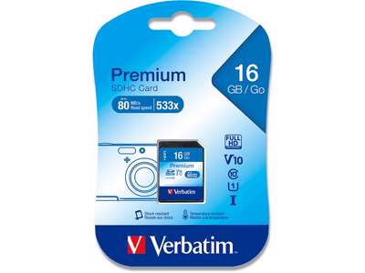 SD kort, SDHC, Class 10, 16 GB, Verbatim 