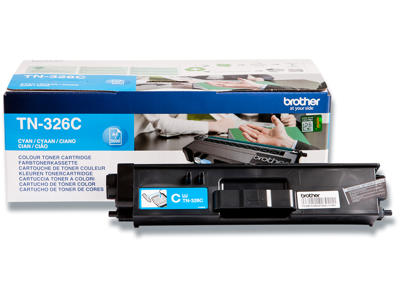 Toner, TN326C, Cyan-blå, 3.500 sider, Brother 