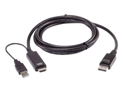 ATEN 2L-7D02HDP videokabel adapter 1,8 m HDMI + USB DisplayPort Sort