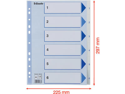 Registerblade, A4, 1-6, Hvid, Esselte 