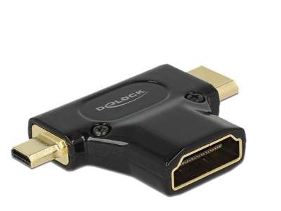 DeLOCK HDMI-A/HDMI Mini-C+ Micro-D, F/M+M Mini-HDMI + Micro-HDMI Sort