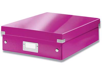 Opbevaringsboks, Medium, Med 2-4 fleksible rum, Metallic pink, Leitz Click & Store WOW 