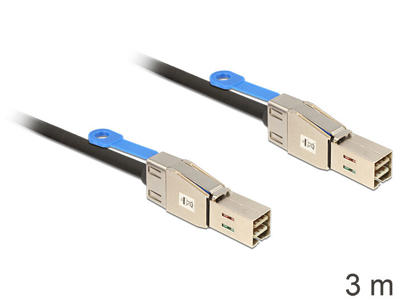 DeLOCK 83396 Serial Attached SCSI (SAS)-kabel 3 m Sort, Sølv